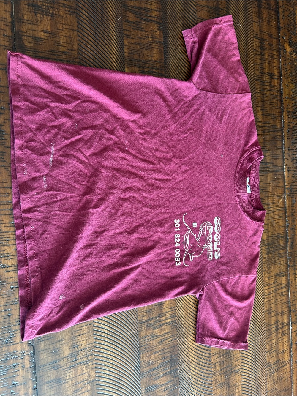 Jerzees Maroon Kids Short Sleeve Tee with White Graphic
